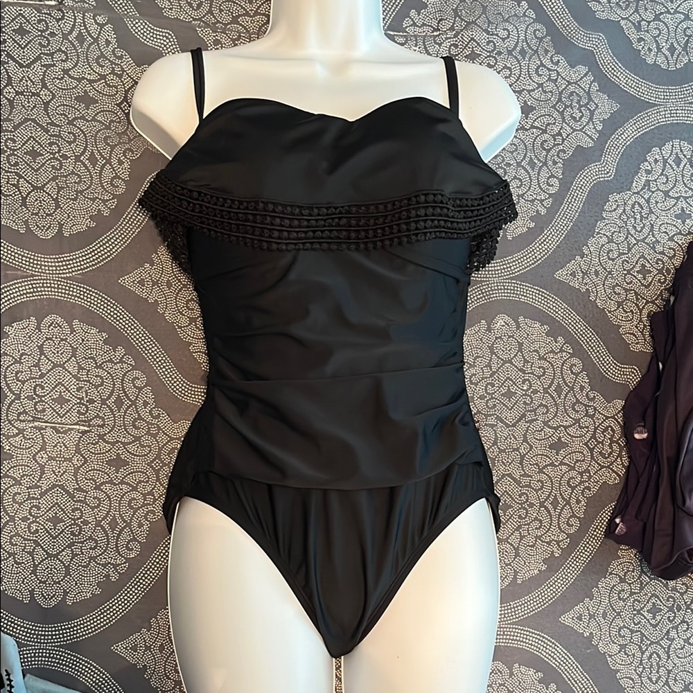 Black Ruffled One-Piece Swimsuit
